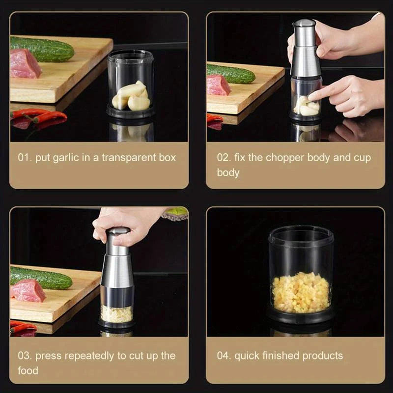 Stainless Steel Garlic Press and Vegetable Chopper