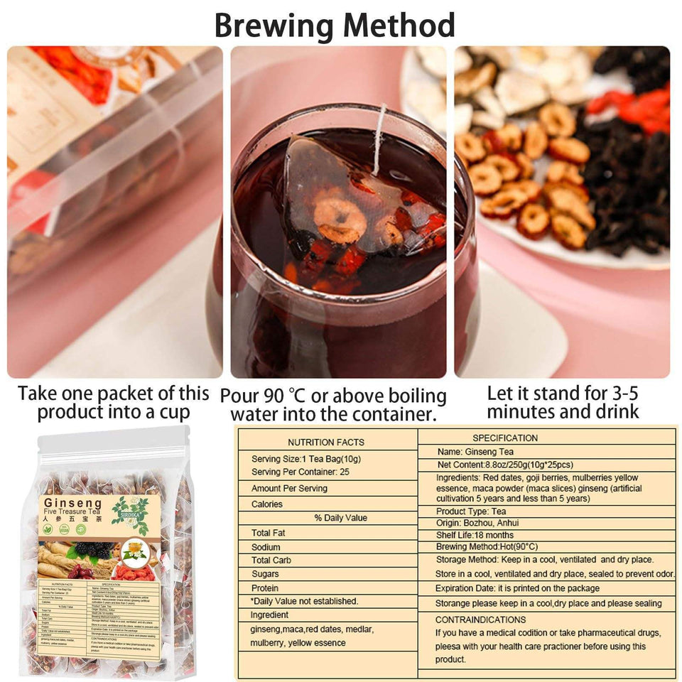 Natural Black Maca Men's Energy Tea with Ginseng